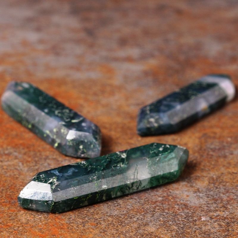 Step cut Moss Agate Cabaochons