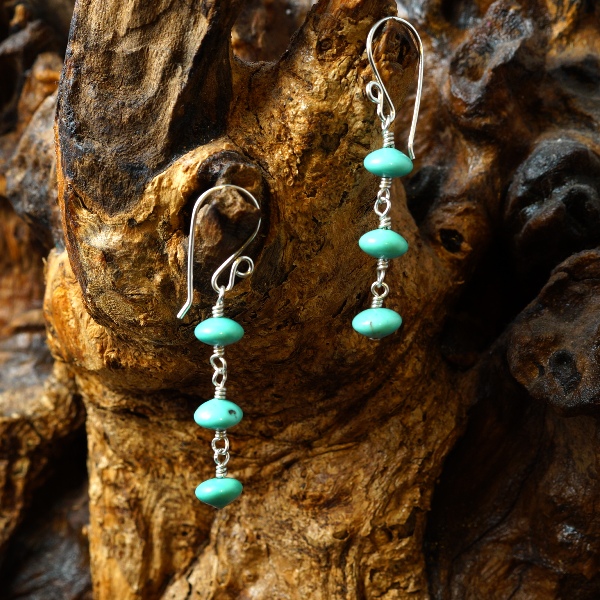 Handmade sterling silver wire wrapped Turquoise Earrings