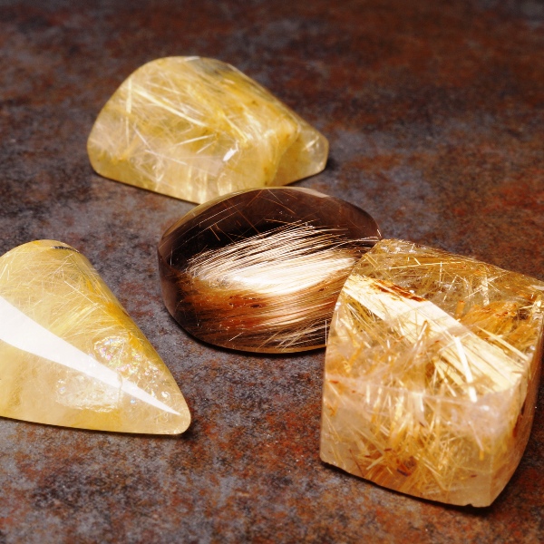 Mixed Shaped Golden Rutilated Quartz Cabochons