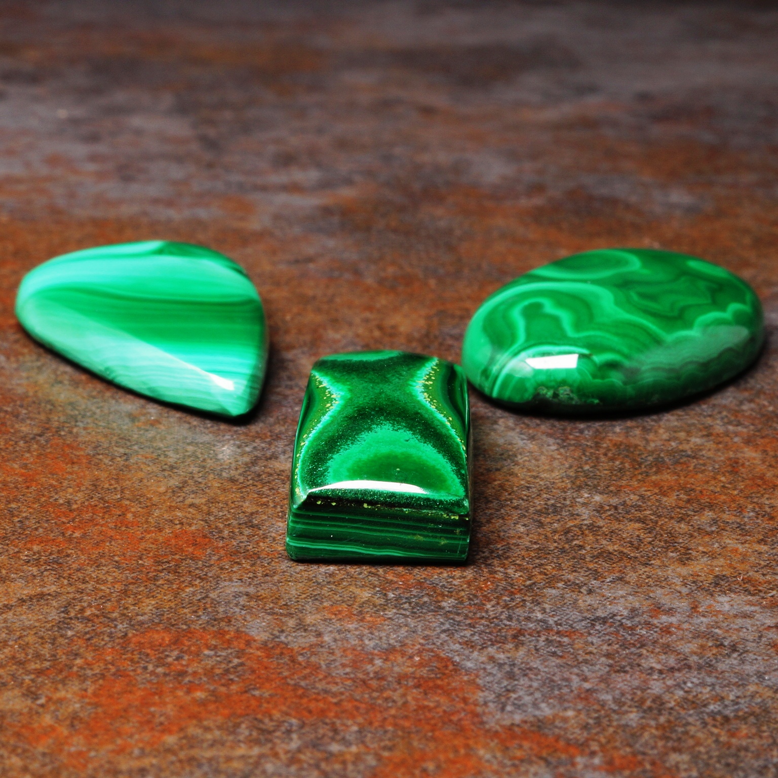 Mixed Shaped Malachite Cabochons