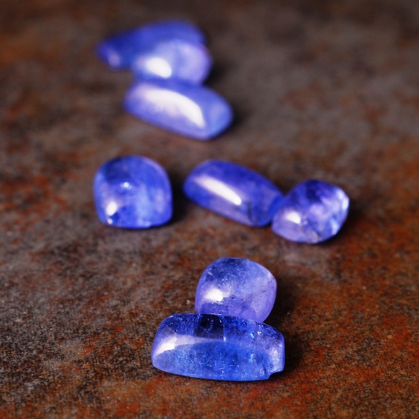 Mixed shaped tanzanite cabochons