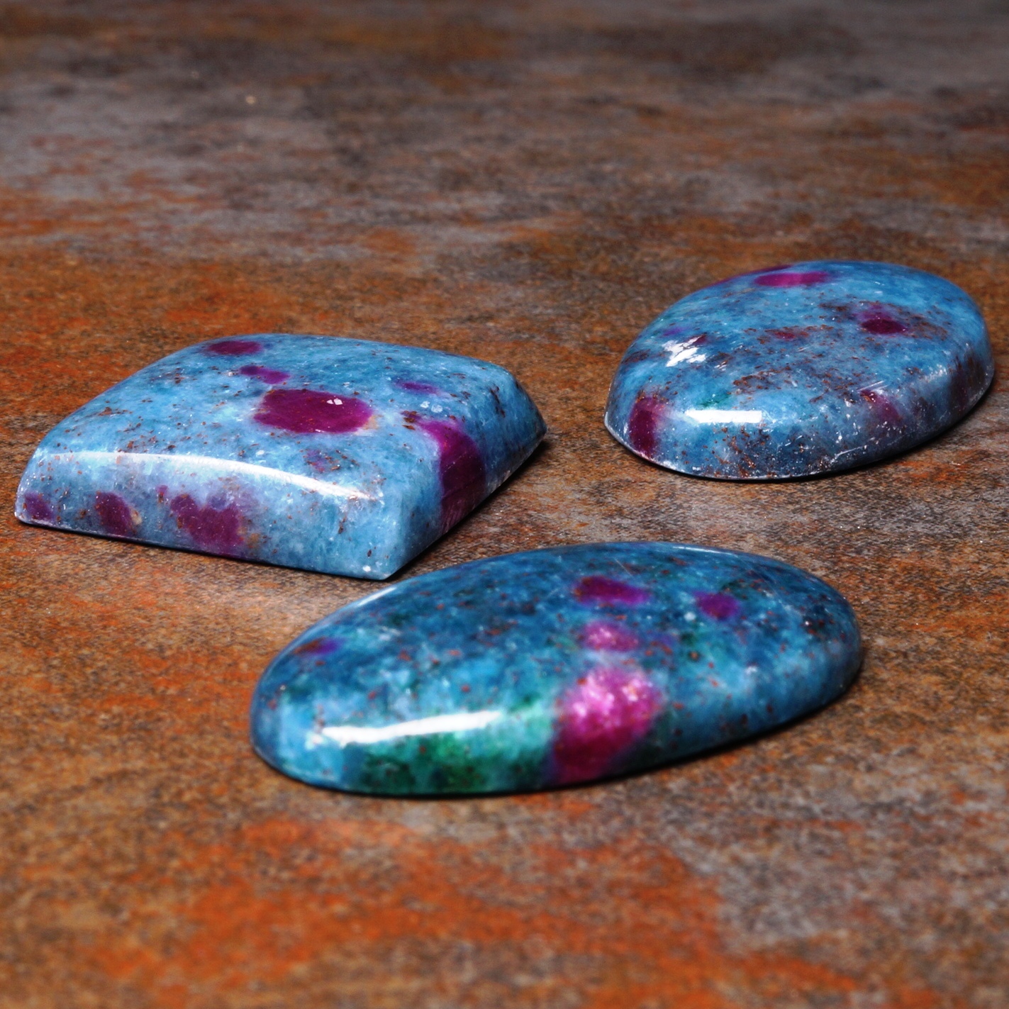 Ruby in Kyanite Cabochons