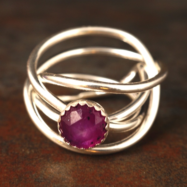 Handcrafted sterling silver bezel set Star Sapphire Chaos Ring