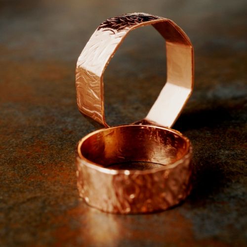 Handcrafted recycled copper hammered rings