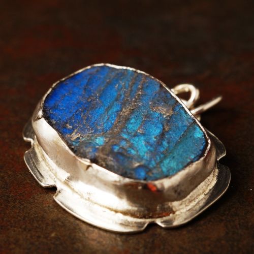 Handcrafted recycled sterling silver Druzy Labradorite Pendant