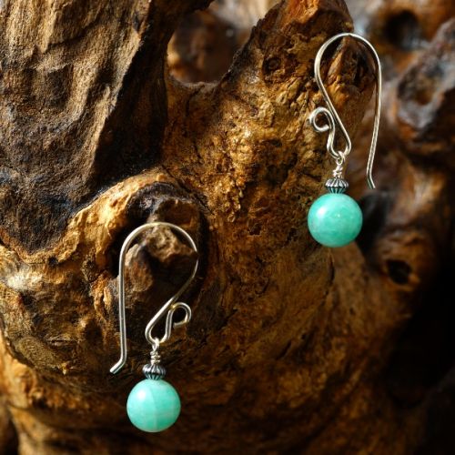 Handmade Sterling silver wire wrapped Amazonite Earrings