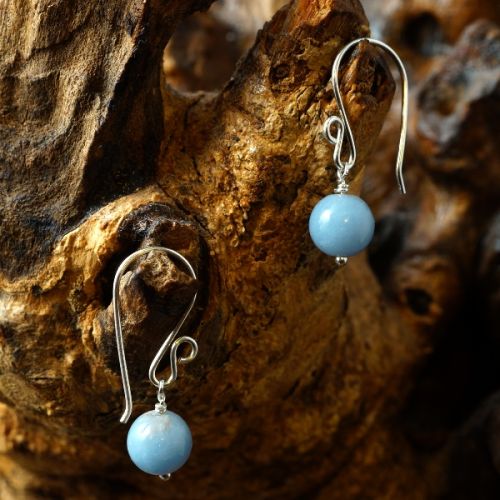 Handmade Sterling silver wire wrapped Angelite Earrings