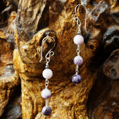 Handmade Sterling silver wire wrapped Kunzite Dangle Earrings