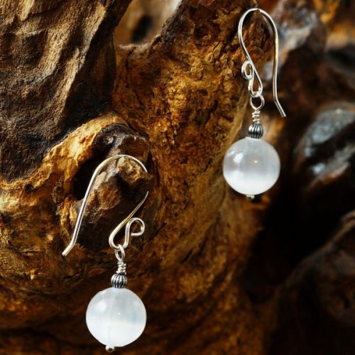 Handmade sterling silver Selenite Earrings