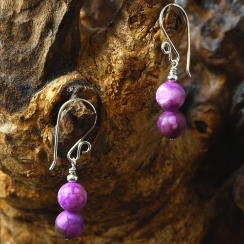 Handmade Sterling silver wire wrapped Sugilite Earrings