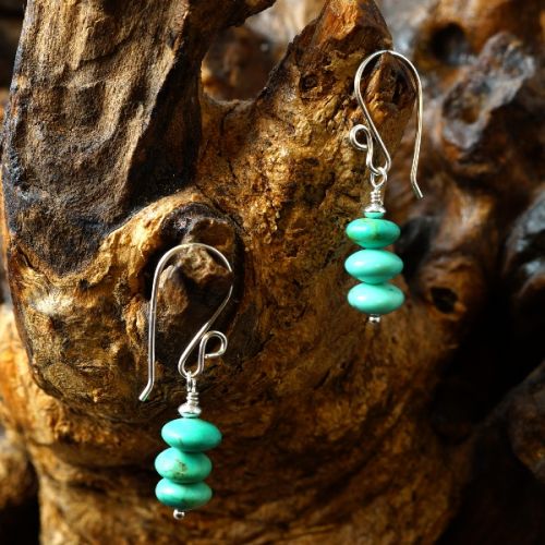 Handmade Sterling silver wire wrapped Turquoise Earrings