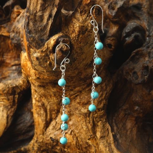 Handmade sterling silver turquoise dangle earrings