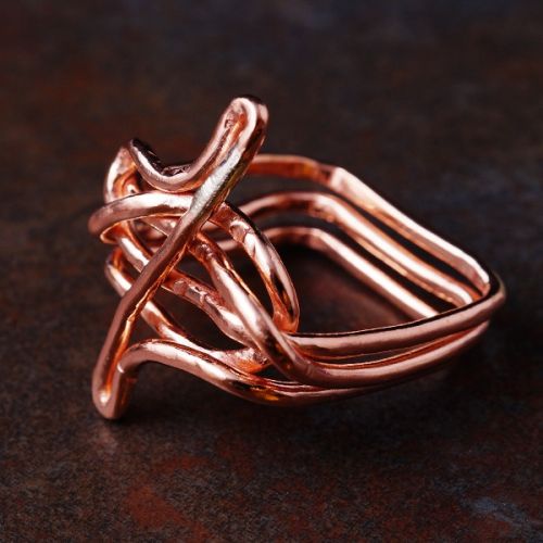 Handcrafted recycled copper order out of chaos ring