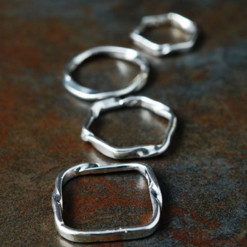 Handcrafted recycled sterling silver Geometric Flow rinngs