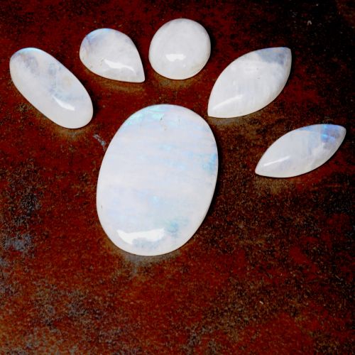 Mixed Shapes Rainbow Moonstone Cabochons