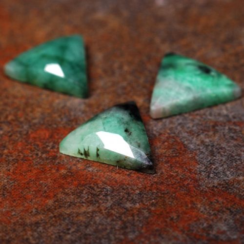 Facetted Emerald Triangle cabochons