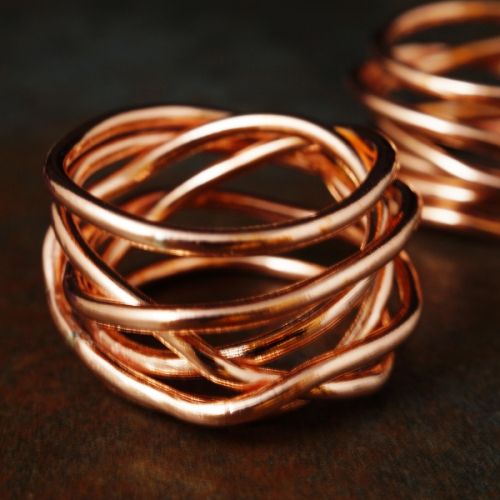 Handcrafted recycled copper chaos ring