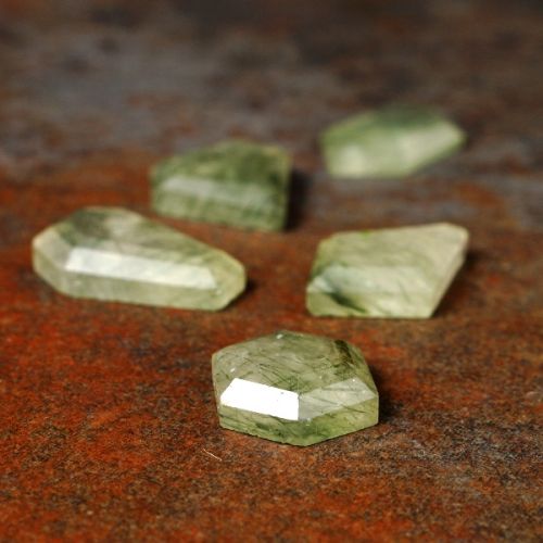 Green Rutile Geometric Cabochons