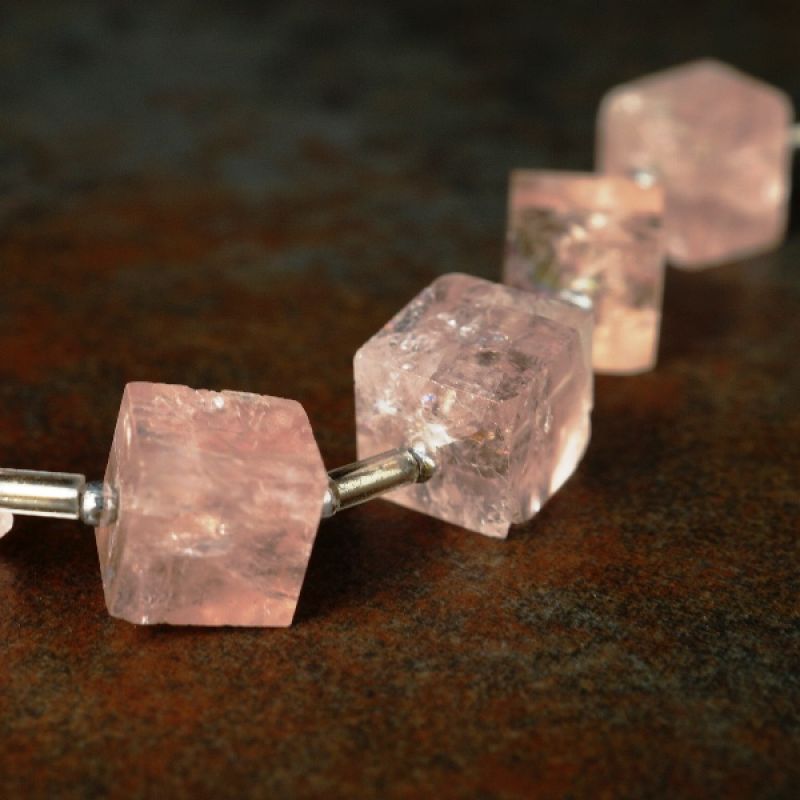 Morganite Cube Beads