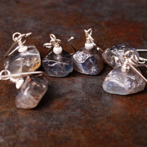 Handmade sterling silver Rough Labradorite Earring Collection