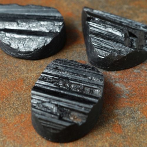 Rough Top Black Tourmaline Cabochones