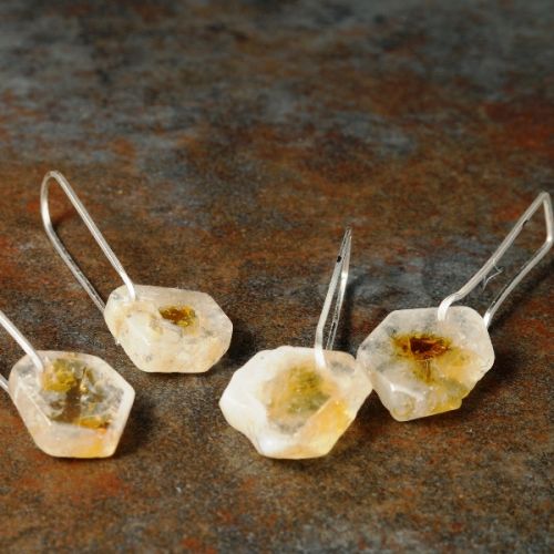 Handmade sterling silver Citrine Slices Earrings