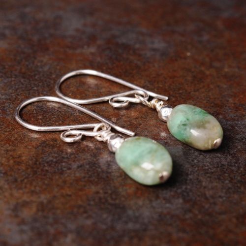 Handmade sterling silver Emerald Earrings