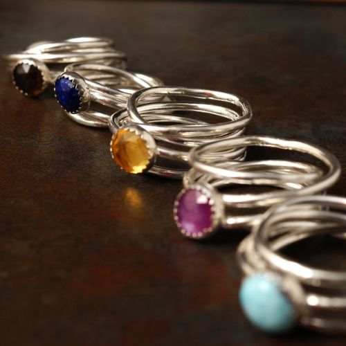 Handcrafted recycled sterling silver healinf crystal chaos rings