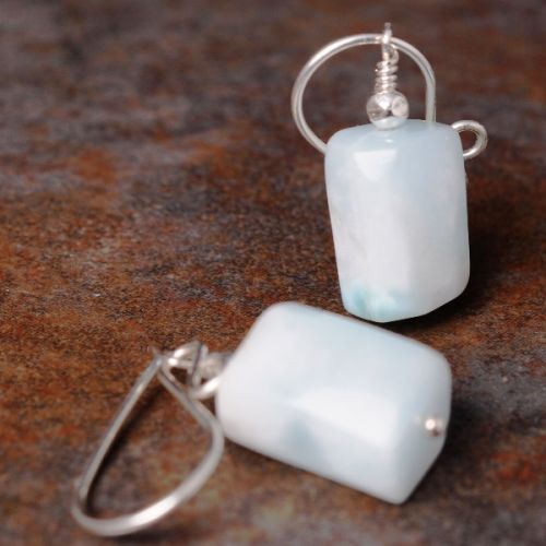 Handmade sterling silver Larimar Earrings