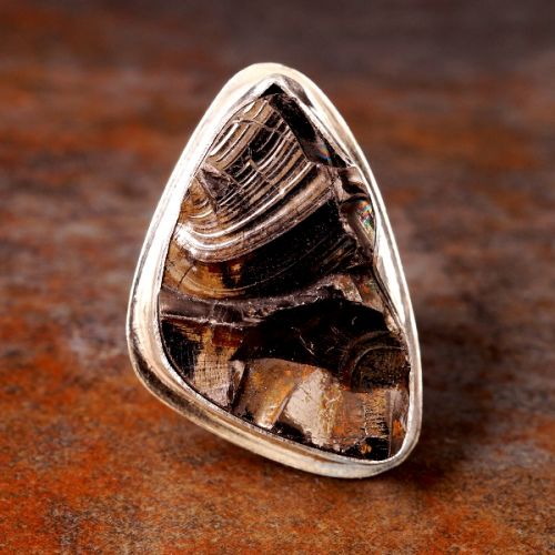 Handcrafted recycled sterling silver rough top elite shungite ring