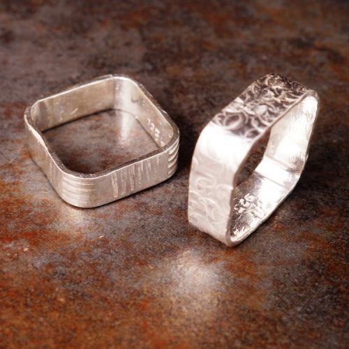 Handcrafted sterling silver Square Rings