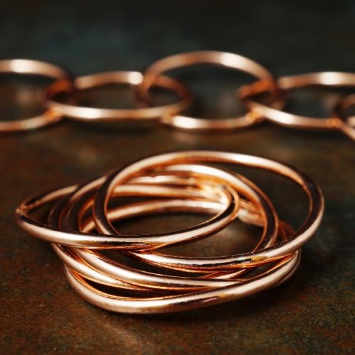 Handcrafted recycled copper stack your way ring