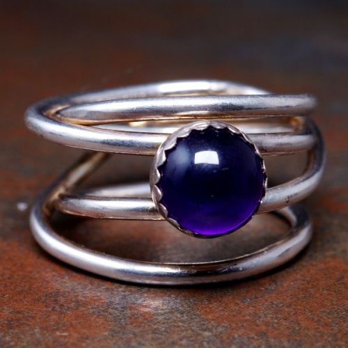 Handcrafted Recycled Sterling Silver Amethyst Chaos Ring 03