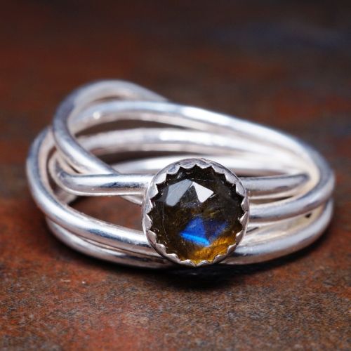 Handcrafted Sterling Silver Faceted Labradorite Chaos Ring 04