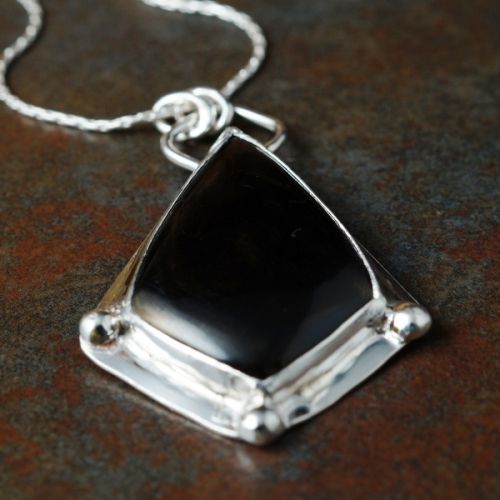 Kite Jet Sterling Silver Bezel Set Pendant 01