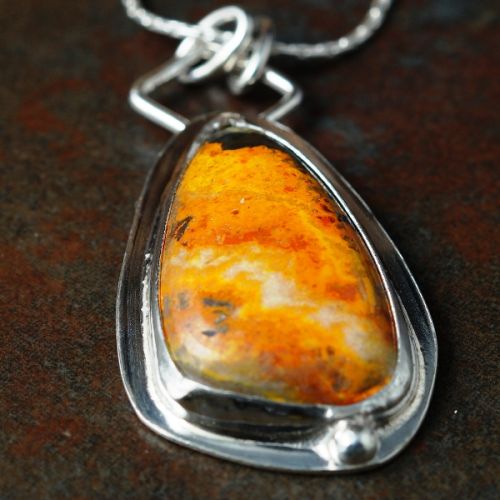 Pebble Bumble Bee Jasper Sterling Silver Bezel Set Pendant 01