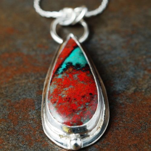 Teardrop Sonora Sunrise Sterling Silver Bezel Set Pendant 01