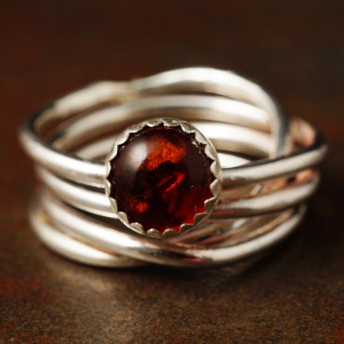 Handcrafted Sterling Silver Chaos Amber Ring 11