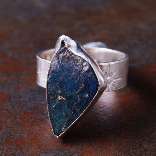 Handcrafted Pebble Druzy Labradorite Sterling Silver Ring 01