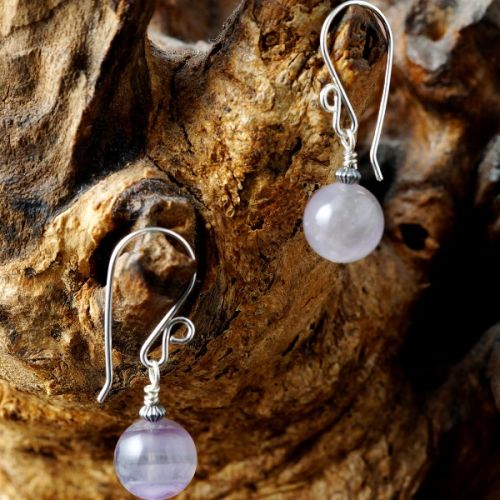 Handcrafted recycled sterling silver wire wrapped Green Purple Amethyst earrings 02