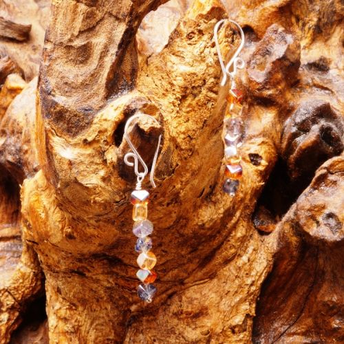 Handmade sterling silver wire wrapped mystic quartz earrings